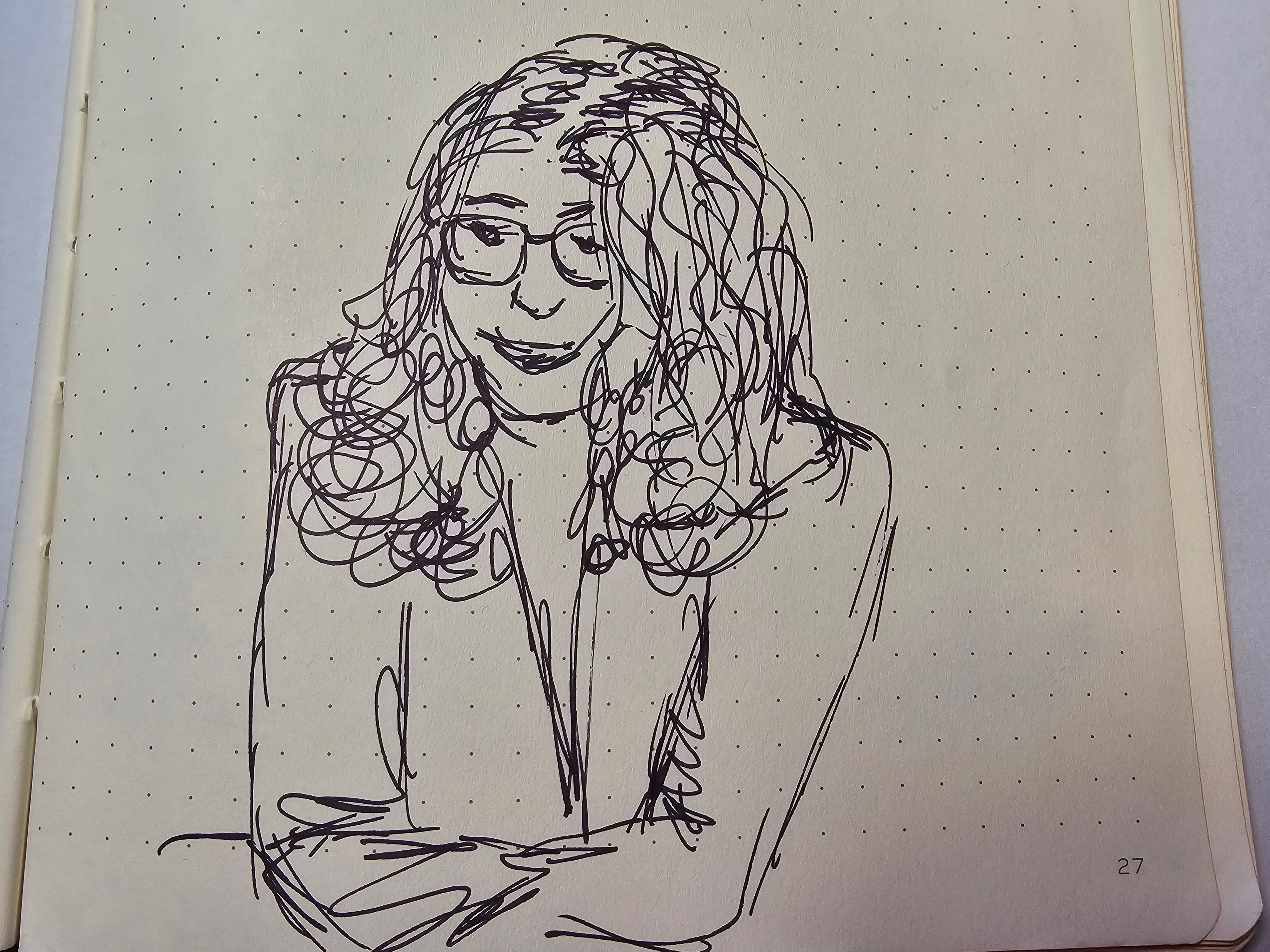 Sketch of Zuzanna, a woman with long curly hair