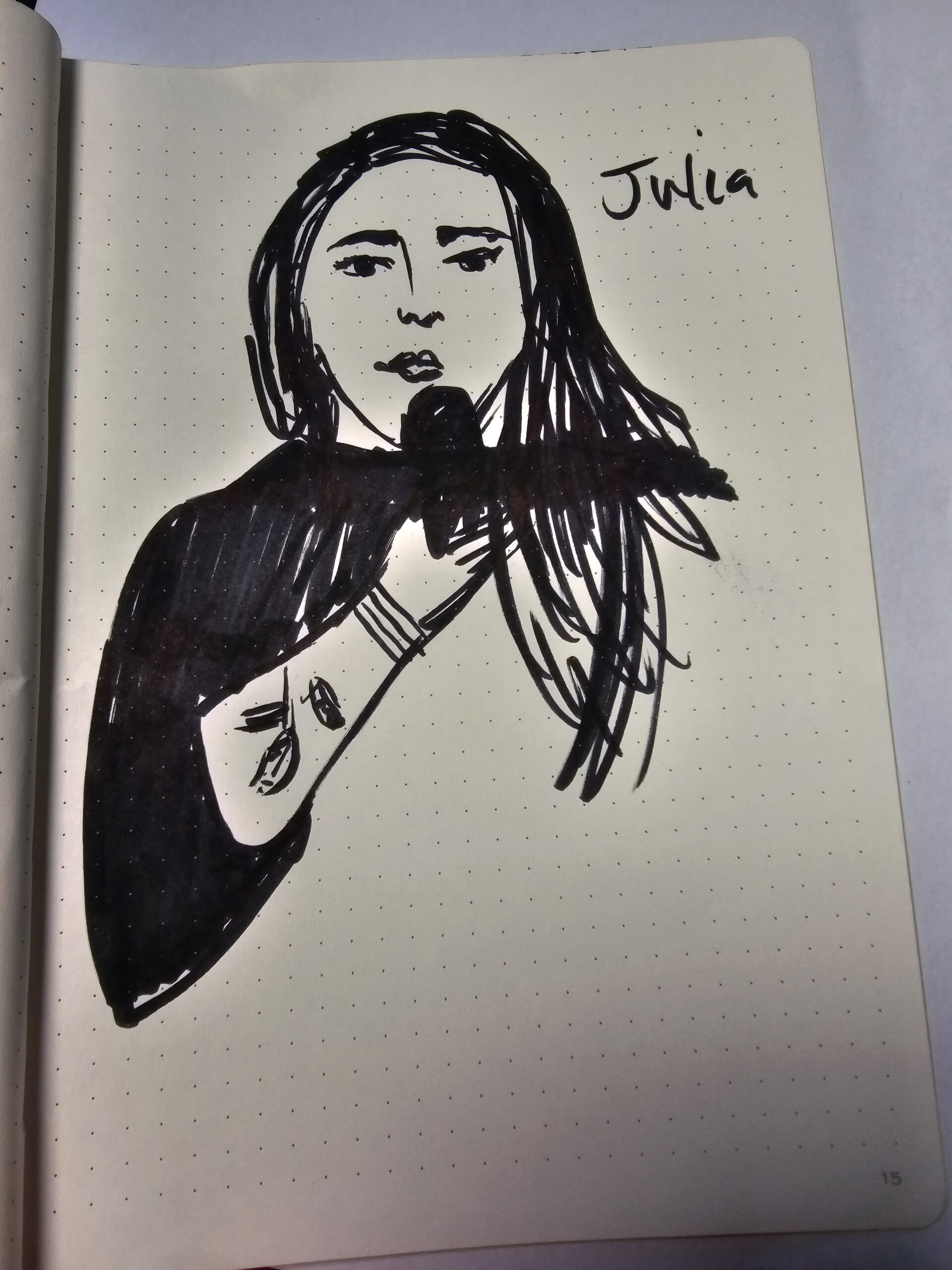 Sketch of Julia who doesn't look much like this picture of a woman with long hair