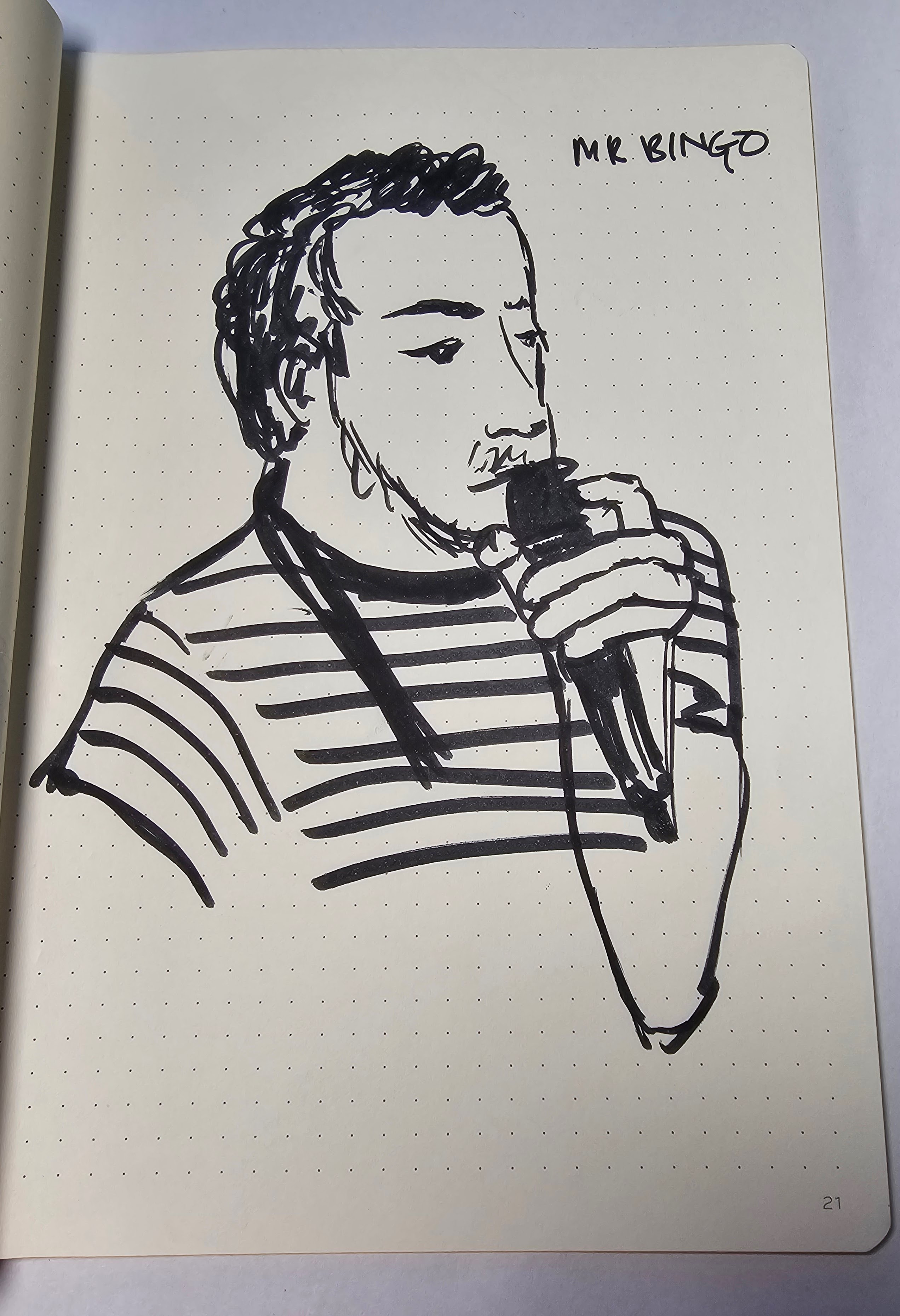 Sketch of Mr Bingo who is an actual artist so this is embarassing